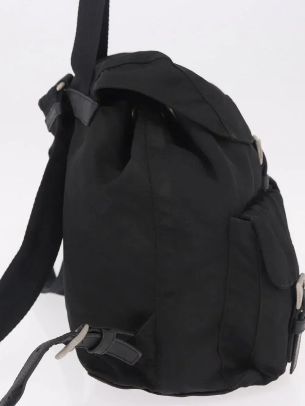 PRADA Backpack Nylon Black Silver Auth 179537